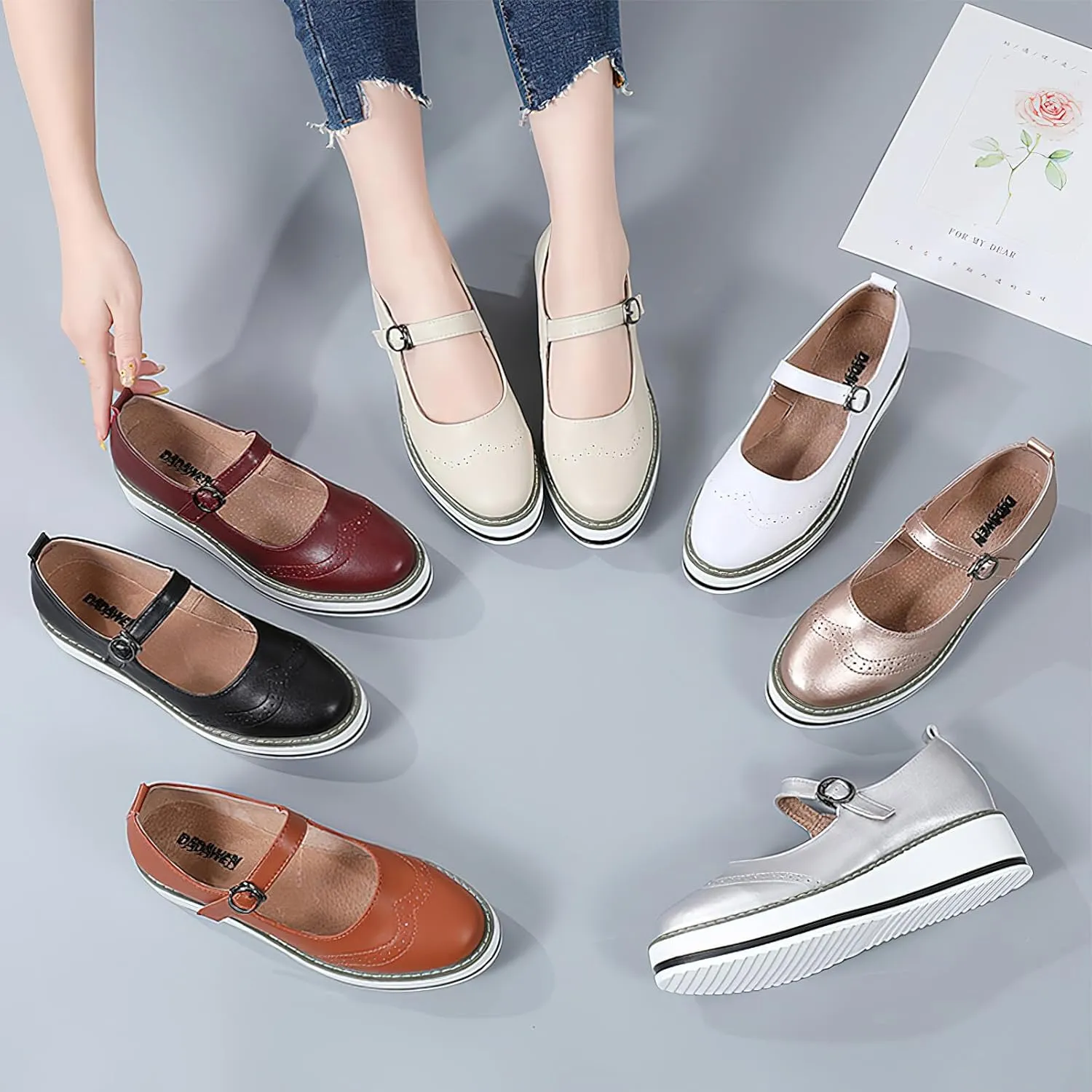 Women's Chunky Platform Mary Jane Trainers Vintage Brogues Creepers