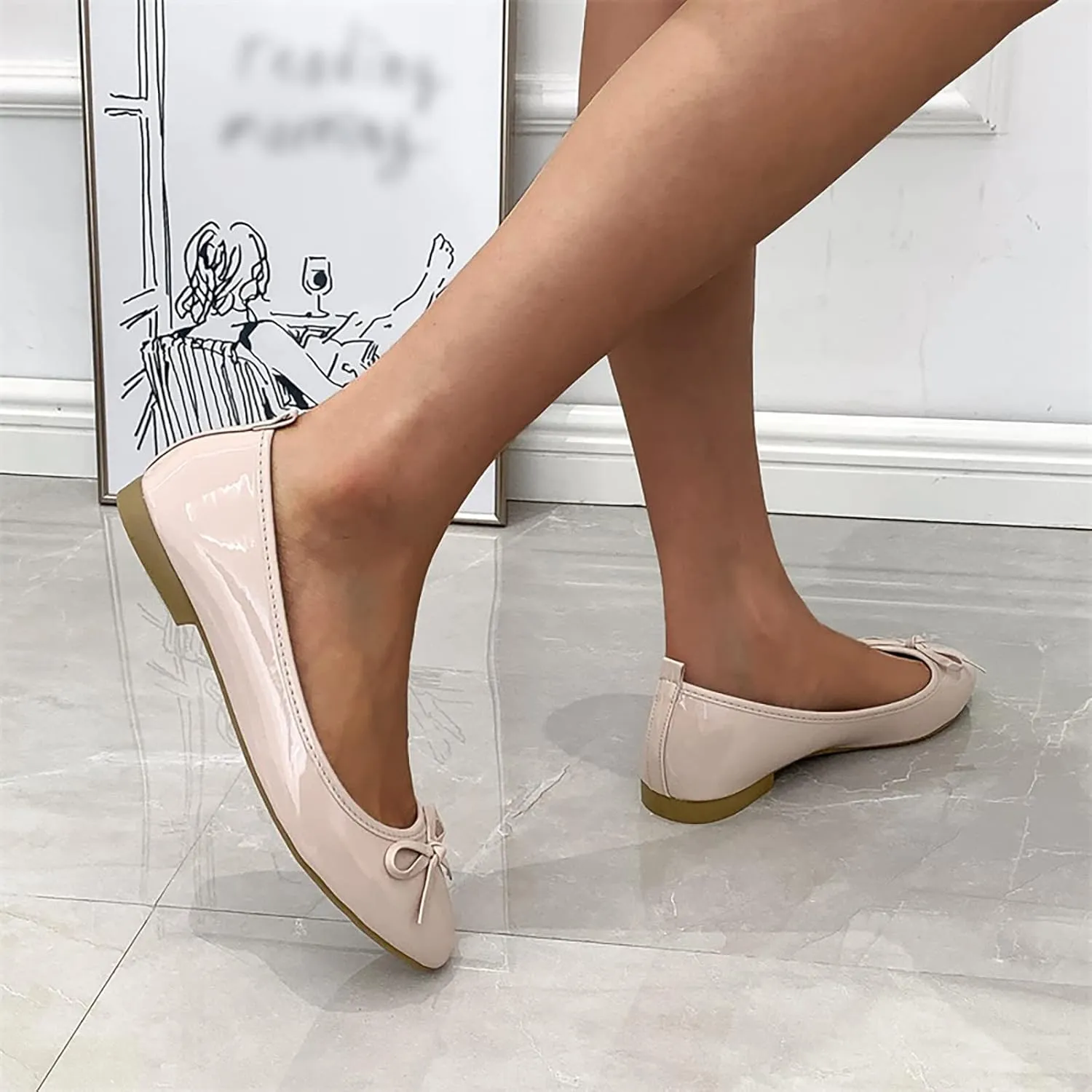 Womens Dress Shoes Flat Women Loafers Comfortable Slip on Non Slip Low Top CasualClosed Back Lightweight Breathable Christmas Sneakers for Women Running Shoes for Women