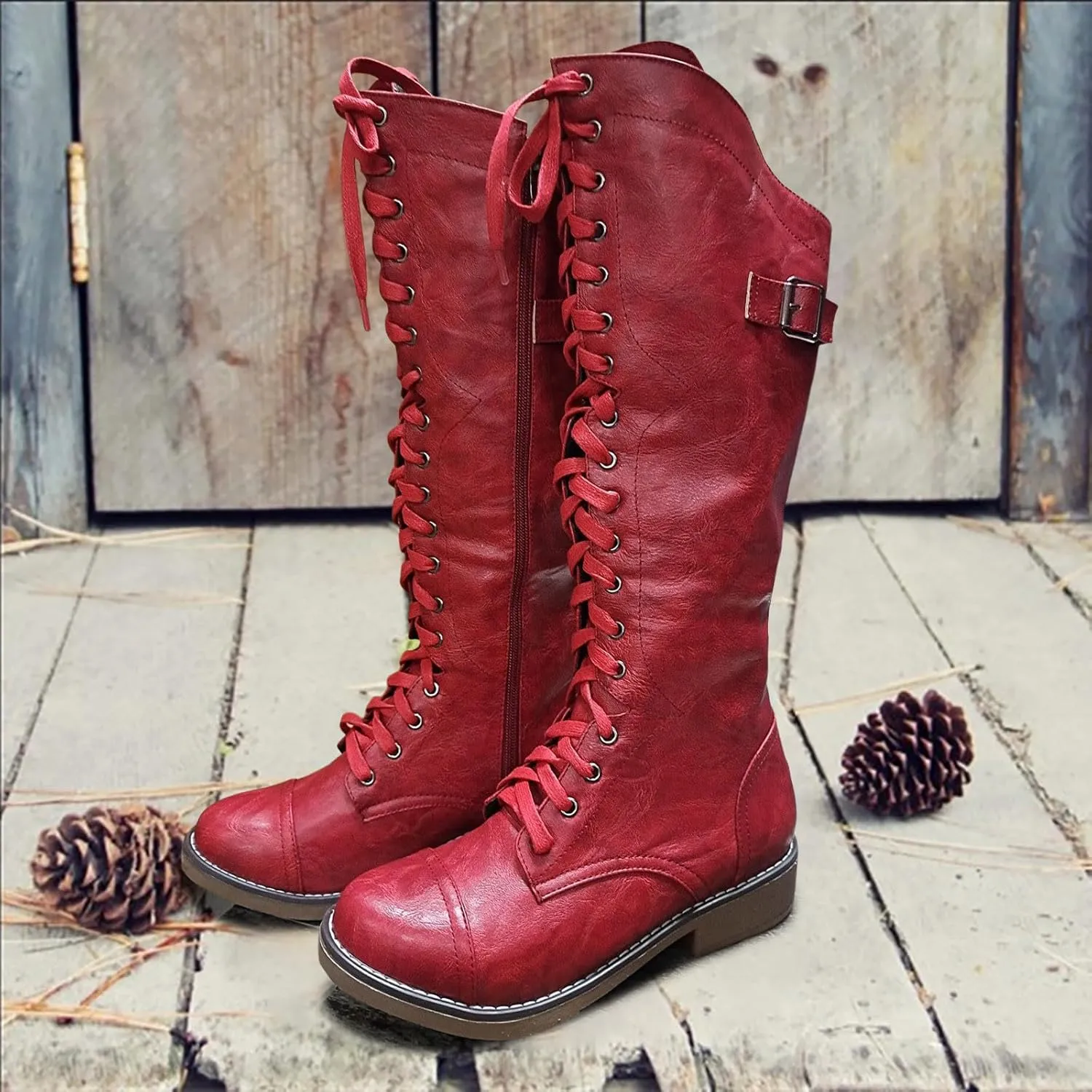 Womens Knee High Chunky Heel Boots Faux Suede Pointed Toe Side Zipper Boots Knee High Side Zipper Western Pull On Rain Boots