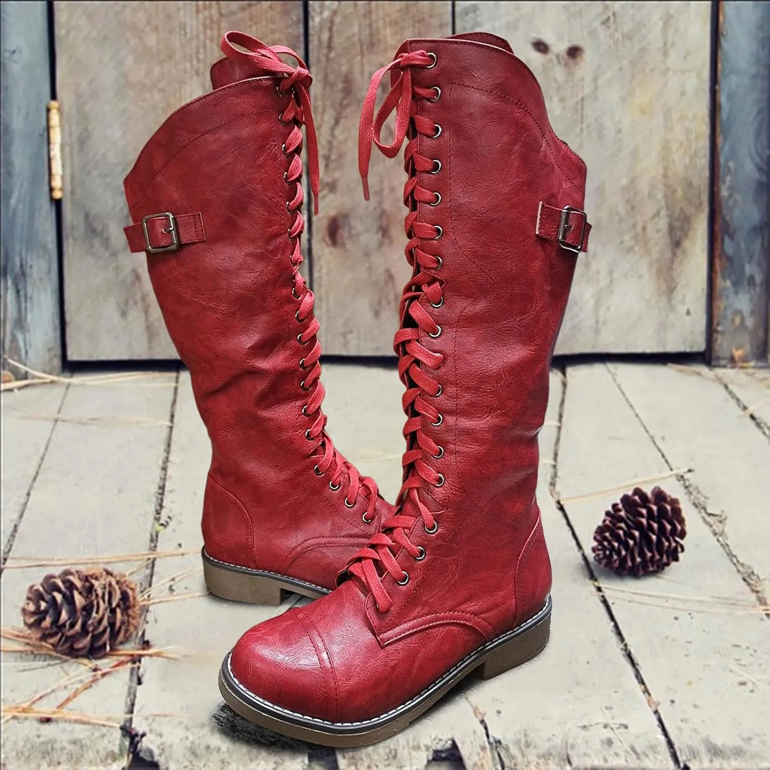Womens Knee High Chunky Heel Boots Faux Suede Pointed Toe Side Zipper Boots Knee High Side Zipper Western Pull On Rain Boots