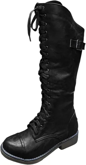 Womens Knee High Chunky Heel Boots Faux Suede Pointed Toe Side Zipper Boots Knee High Side Zipper Western Pull On Rain Boots