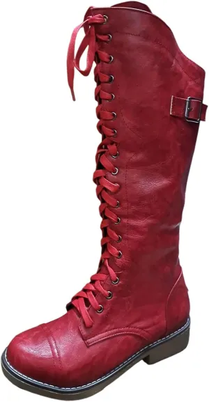 Womens Knee High Chunky Heel Boots Faux Suede Pointed Toe Side Zipper Boots Knee High Side Zipper Western Pull On Rain Boots