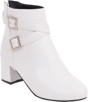 Women's Low Heel Chunky Ankle Boots Winter Shoes Chelsea Boots for Women Slip On Ankle Booties Pointed Toe Low Heeled Short Booties Fall Dress Shoes with Back Zipper Buckle Strap