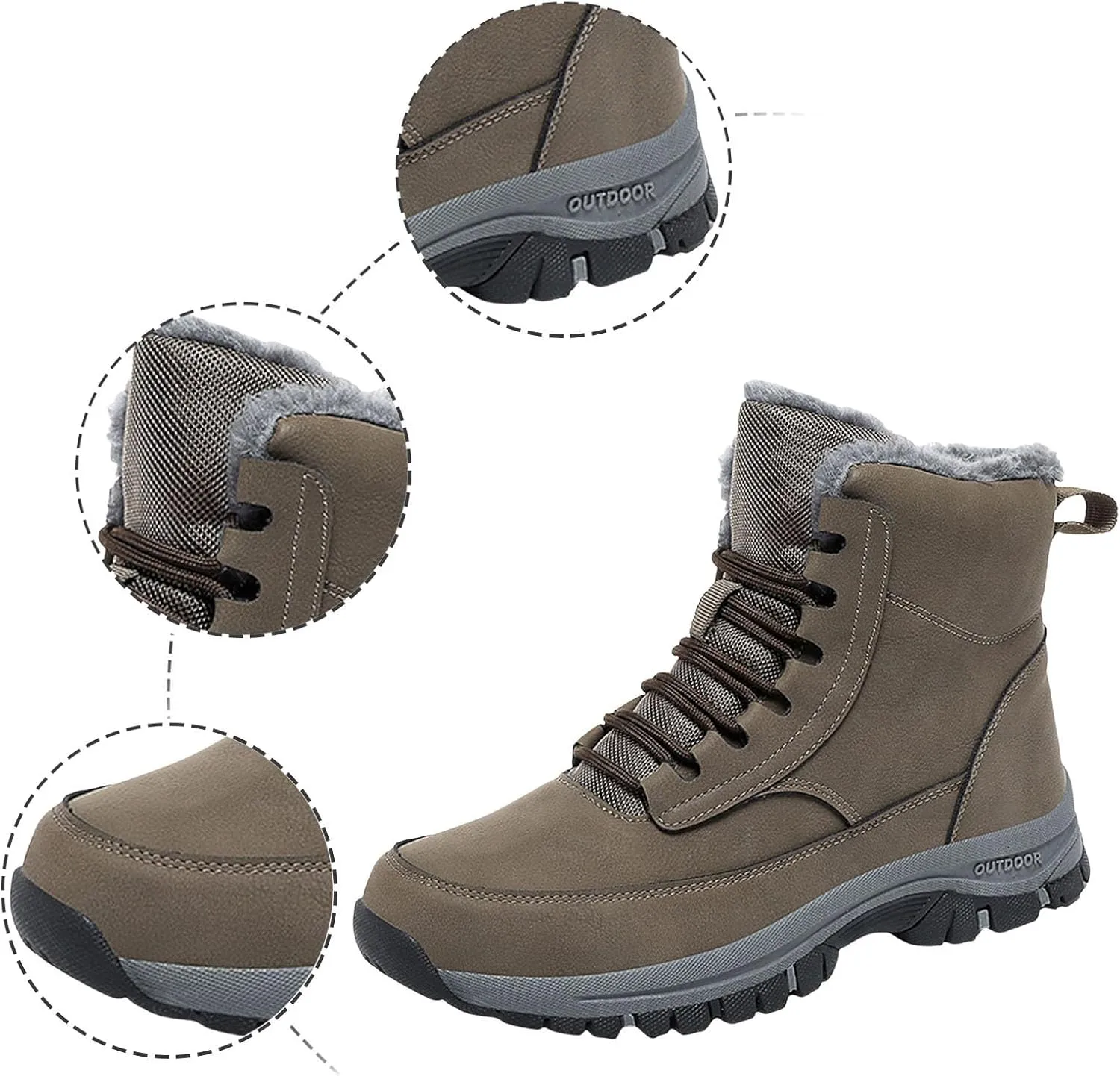 Womens Mens Hiking Boots, Waterproof Hiking Boots Outdoor Insulated Boots Trekking Snow Boots Womens Winter Shoes