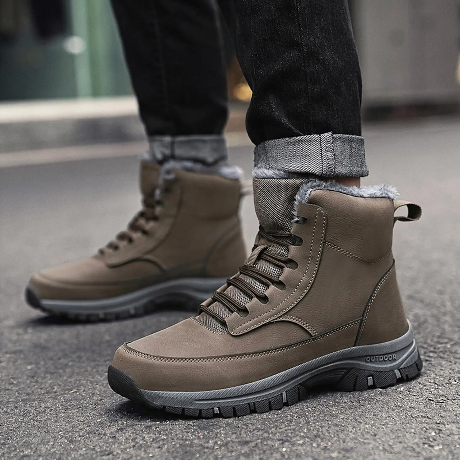 Womens Mens Hiking Boots, Waterproof Hiking Boots Outdoor Insulated Boots Trekking Snow Boots Womens Winter Shoes