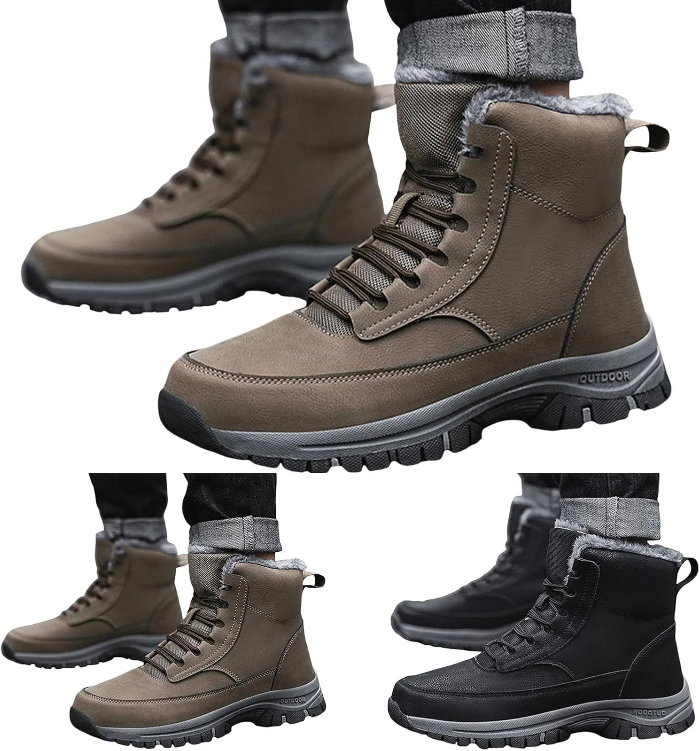 Womens Mens Hiking Boots, Waterproof Hiking Boots Outdoor Insulated Boots Trekking Snow Boots Womens Winter Shoes