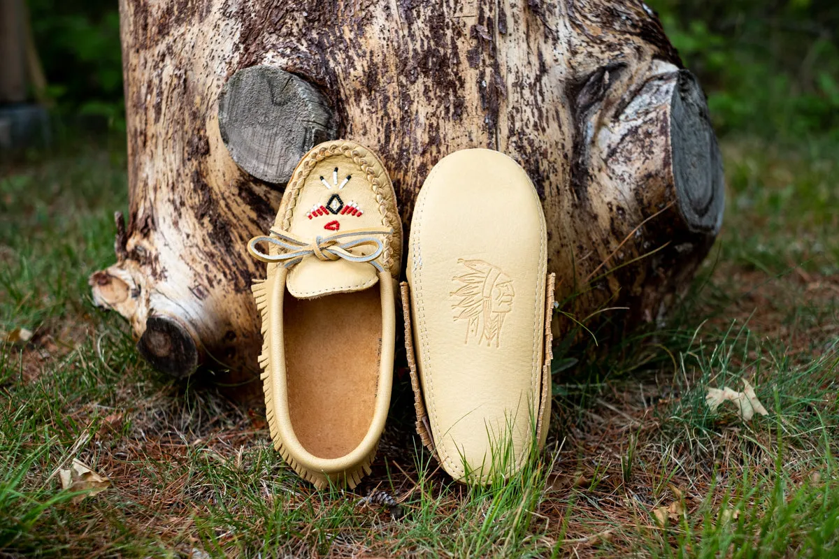 Women's Moose Hide Leather Fringed Moccasins