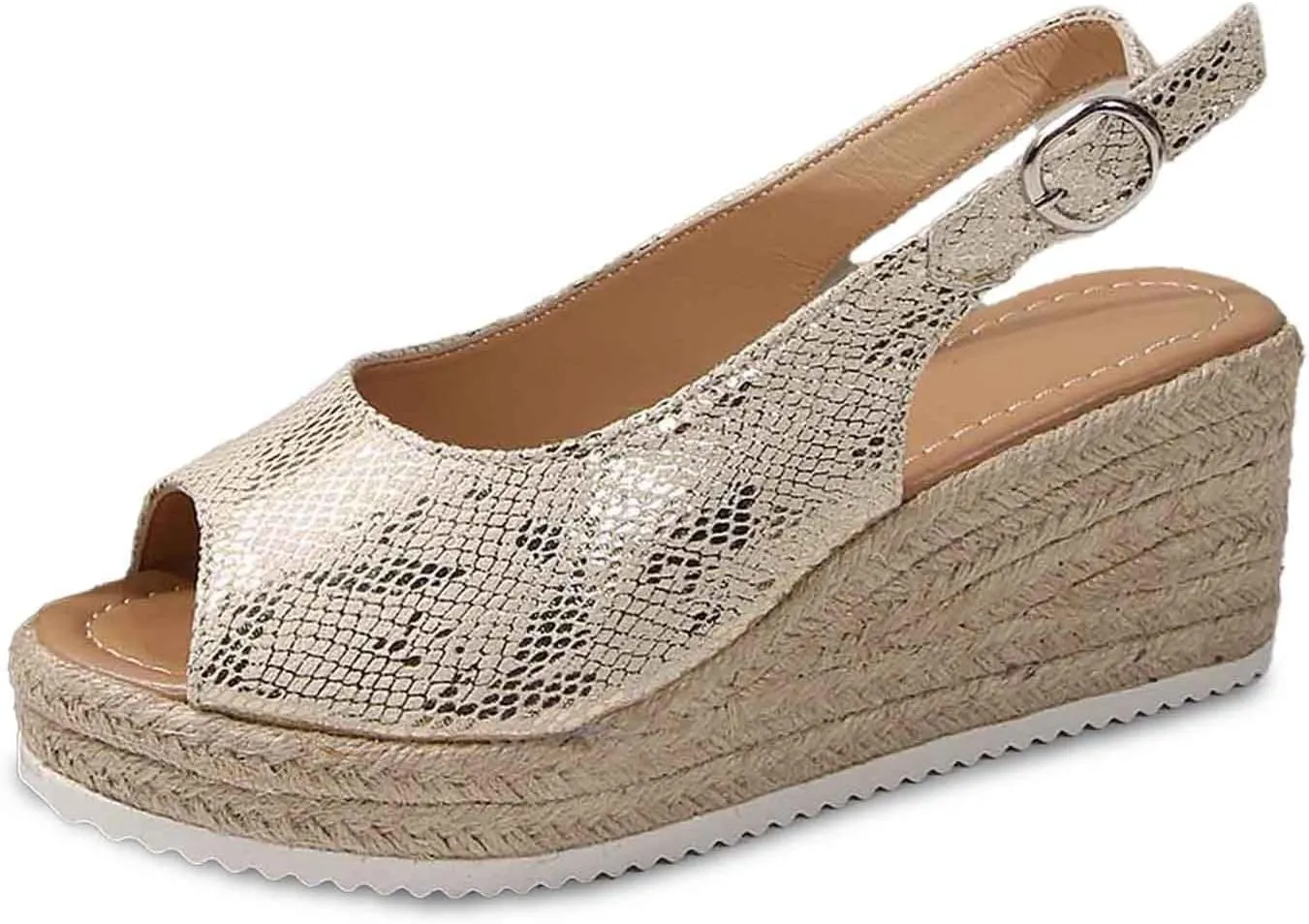 Women's Open Toe Wedge Sandals Casual Comfortable Beach Shoes with Ankle Strap for Summer Dressy Outfits and