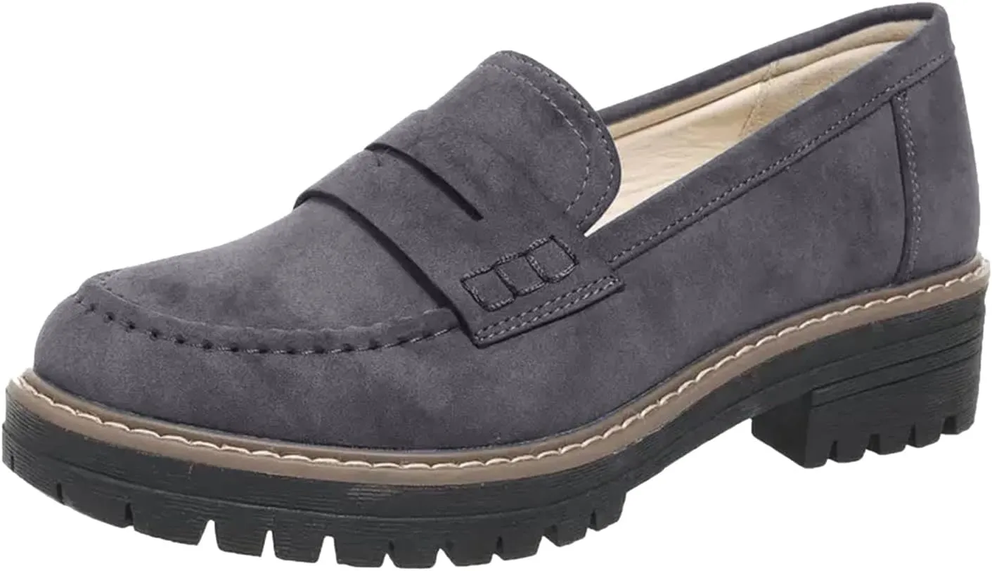 Women's PU Penny Loafers,Lug Sole Slip On Platform Chunky Heel Loafers Shoes Dressy Business Casual Shoes