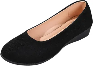 Women's Shoes Faux Suede Round Toe Ballet Dressy Comfortable Slip On Walking Shoes Summer Lady Sandal Heel