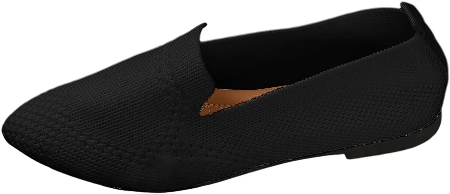 Women's Slip On Ballet Women's Flat Shoes Low Top Pointed Toe Loafers Breathable Solid Shoes Comfortable Sol and Sol Men
