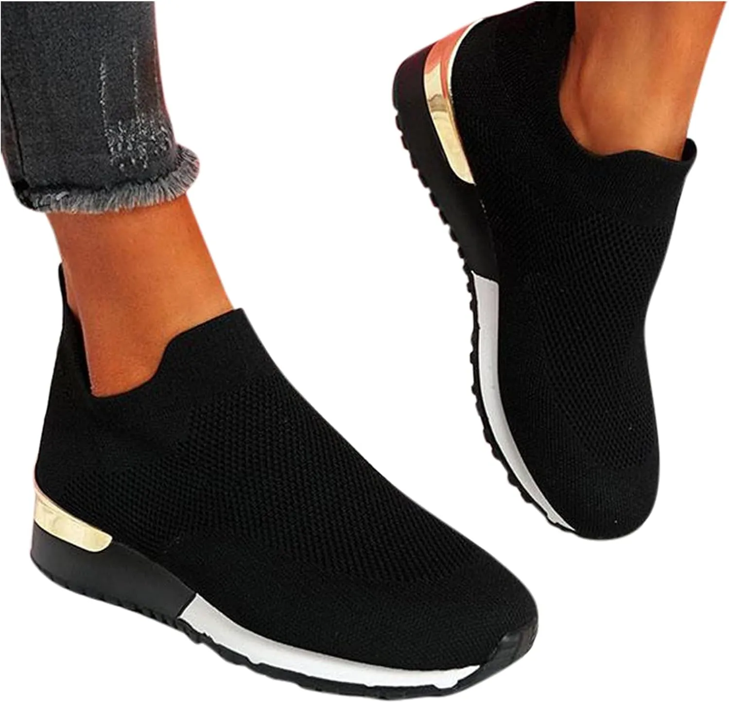 Womens Slip on Walking Shoes Comfort Lightweight Running Shoes for Women Loafers Dressy Casual Shoes Black Sneakers Black Tennis Shoe Casual Loafers