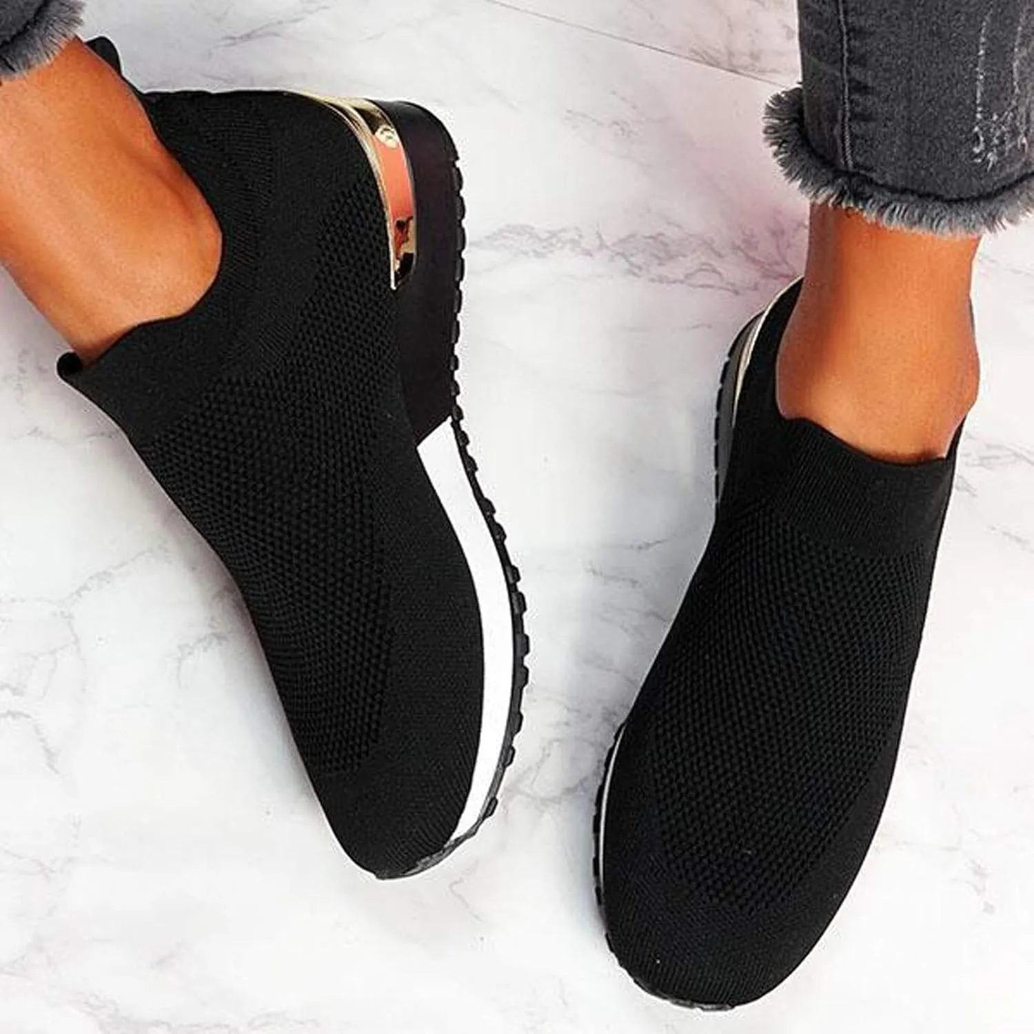 Womens Slip on Walking Shoes Comfort Lightweight Running Shoes for Women Loafers Dressy Casual Shoes Black Sneakers Black Tennis Shoe Casual Loafers