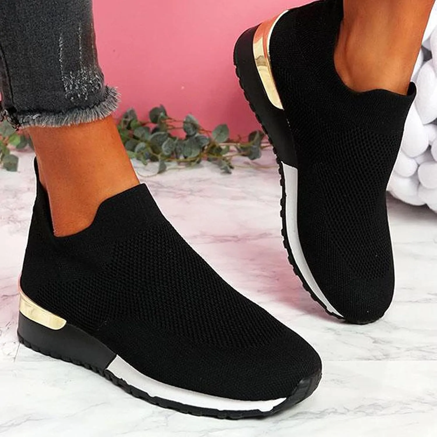 Womens Slip on Walking Shoes Comfort Lightweight Running Shoes for Women Loafers Dressy Casual Shoes Black Sneakers Black Tennis Shoe Casual Loafers