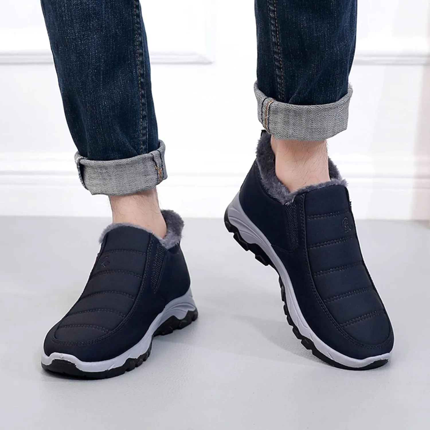 Womens Snow Boots Slip On Winter Boots for Ladies 2024 Womens Snow Boots Winter Fur Lined Ankle Boot Winter Boot for Elderly Women Wide Calf Boots for Women Mens Snow Booties