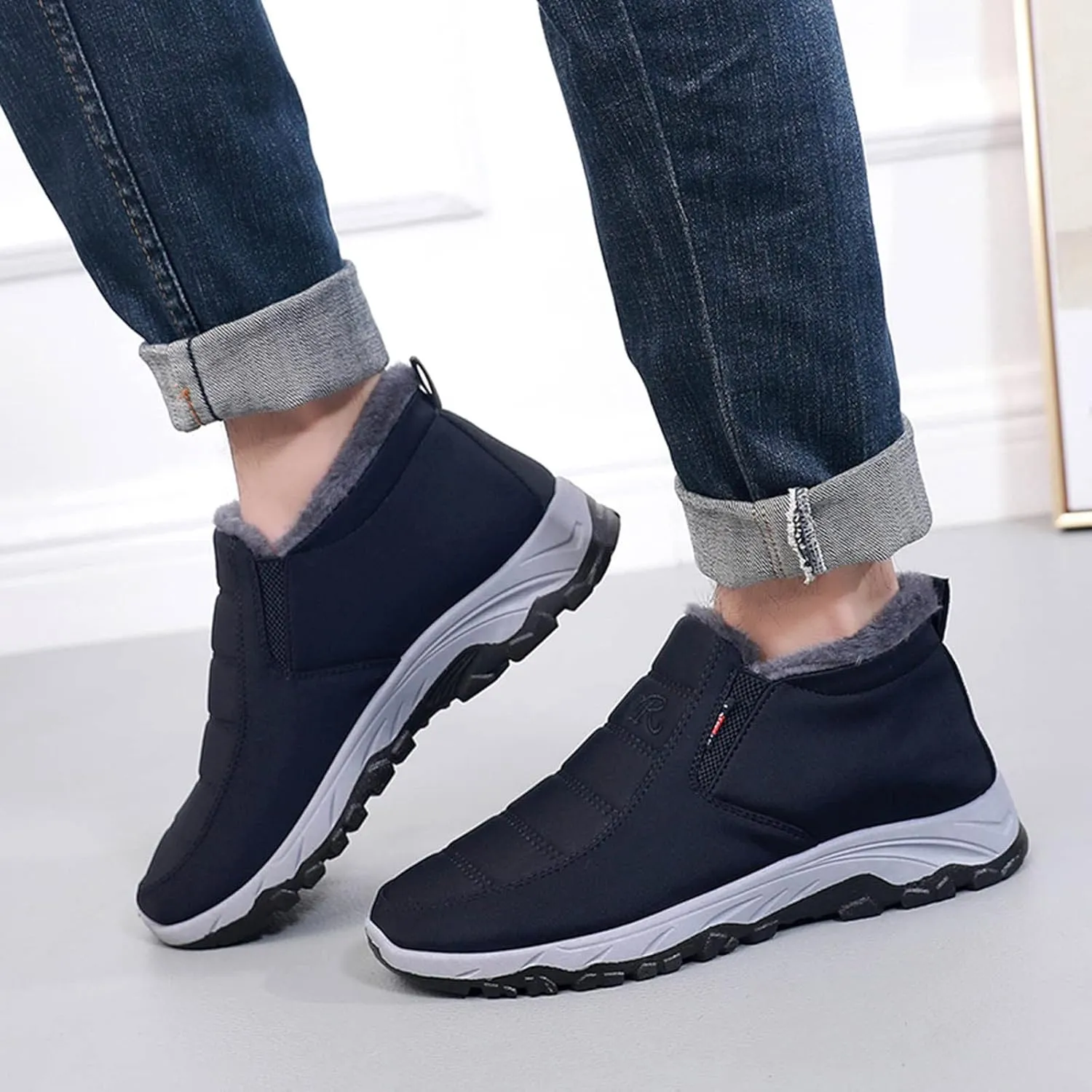 Womens Snow Boots Slip On Winter Boots for Ladies 2024 Womens Snow Boots Winter Fur Lined Ankle Boot Winter Boot for Elderly Women Wide Calf Boots for Women Mens Snow Booties
