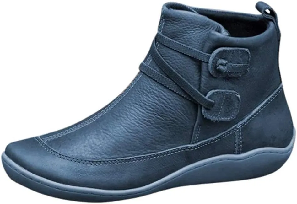 Women's Snow Boots,WUAI Women Arch Support Boots Comfy Flat Heel Waterproof Leather Shoes Booties Sneakers