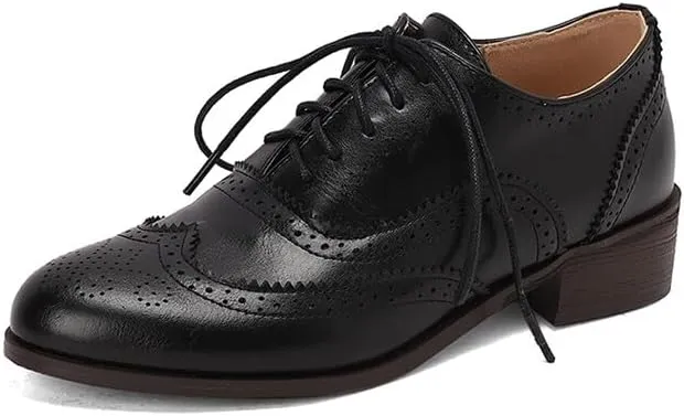 Women's Square Toe Mixcolor Square Heel Brogues Oxfords Shoes
