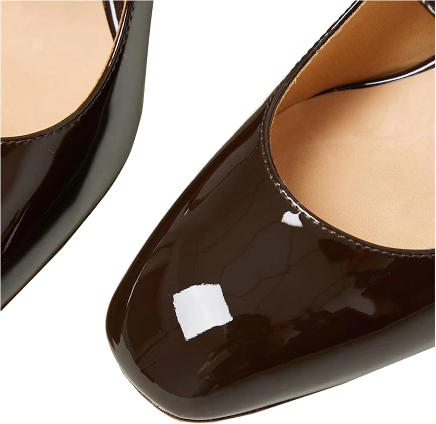 Women's Stylish Closed Round Toe Patent Leather Doubled Monk-Strap Vintage Low Chunky Heel Dress Mary Jane Pumps Shoes