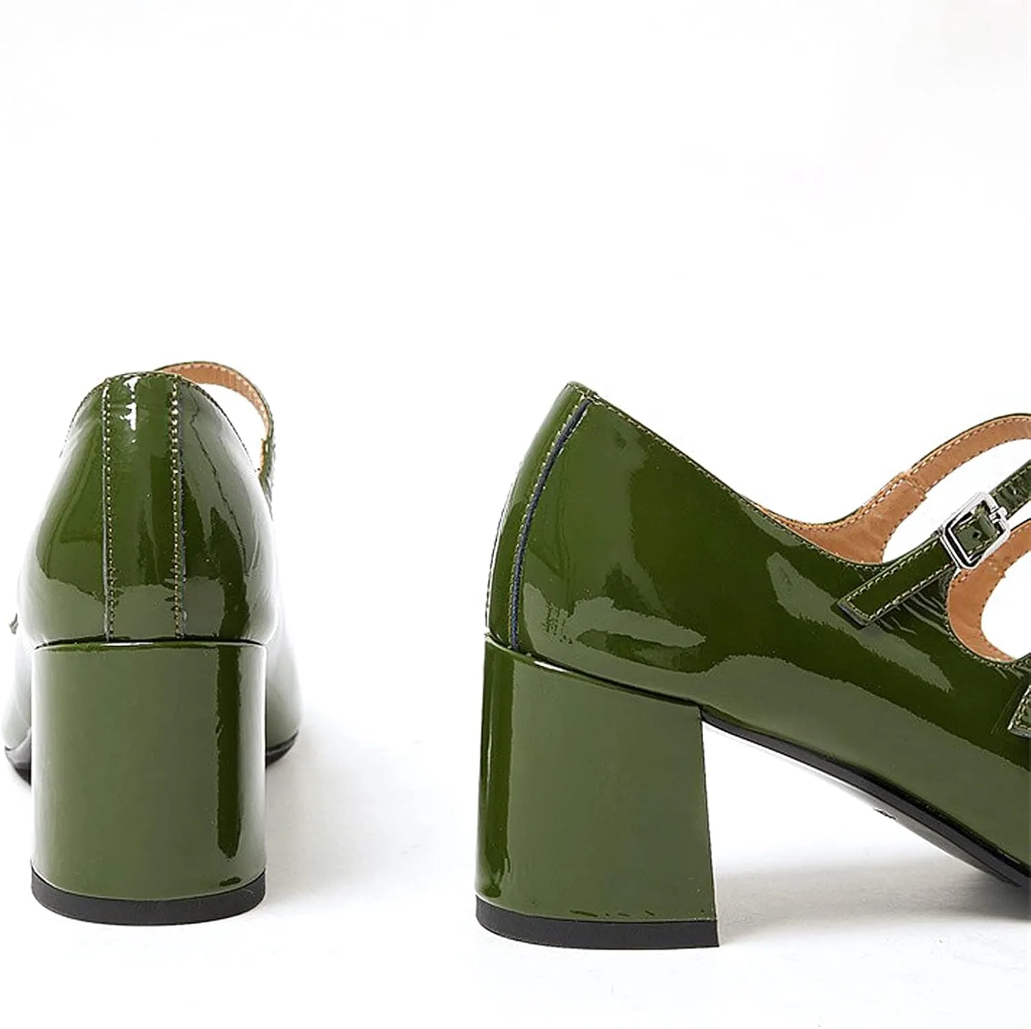 Women's Stylish Closed Round Toe Patent Leather Doubled Monk-Strap Vintage Low Chunky Heel Dress Mary Jane Pumps Shoes