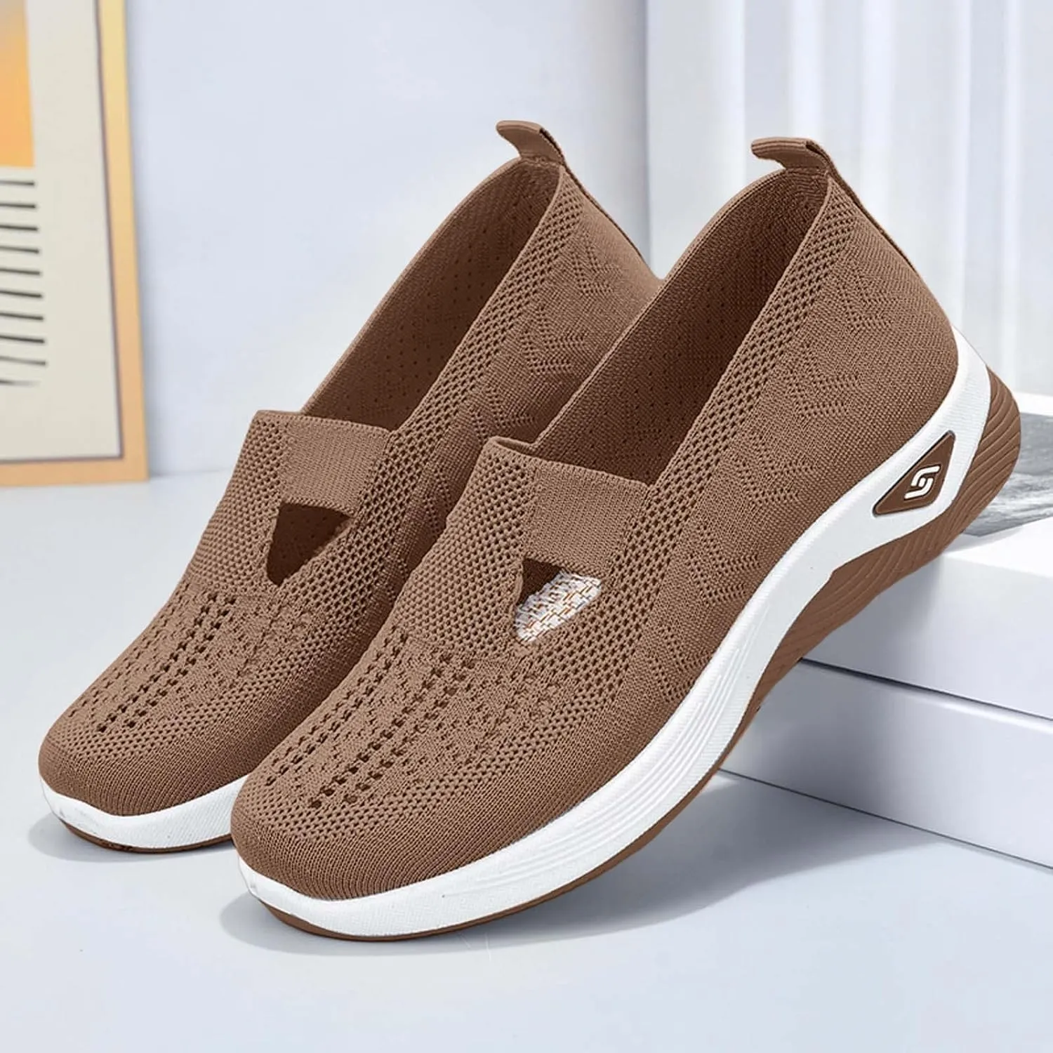 Women's Summer Fashion Mesh Breathable Casual Shoes Round Head Non Slip One Foot Stirrup Casual Sneakers Casual Walking Shoes