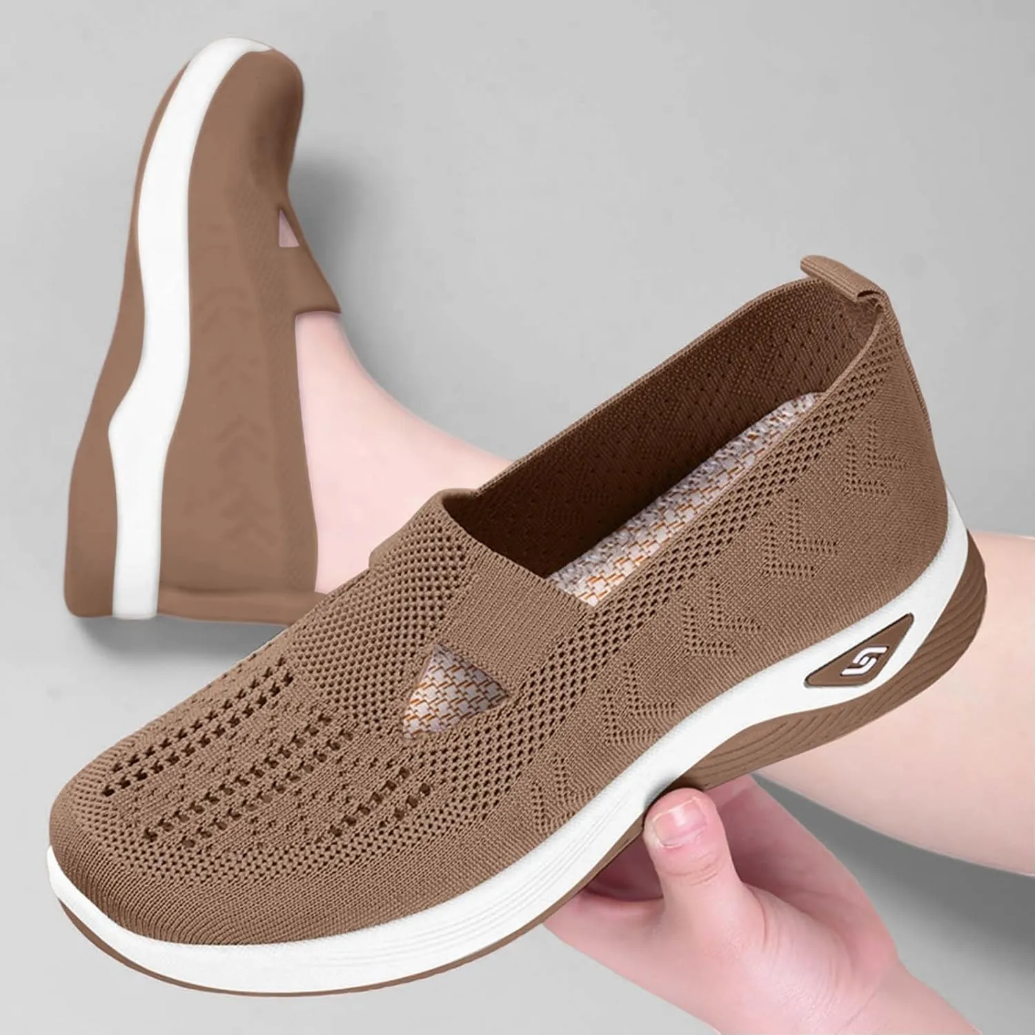 Women's Summer Fashion Mesh Breathable Casual Shoes Round Head Non Slip One Foot Stirrup Casual Sneakers Casual Walking Shoes