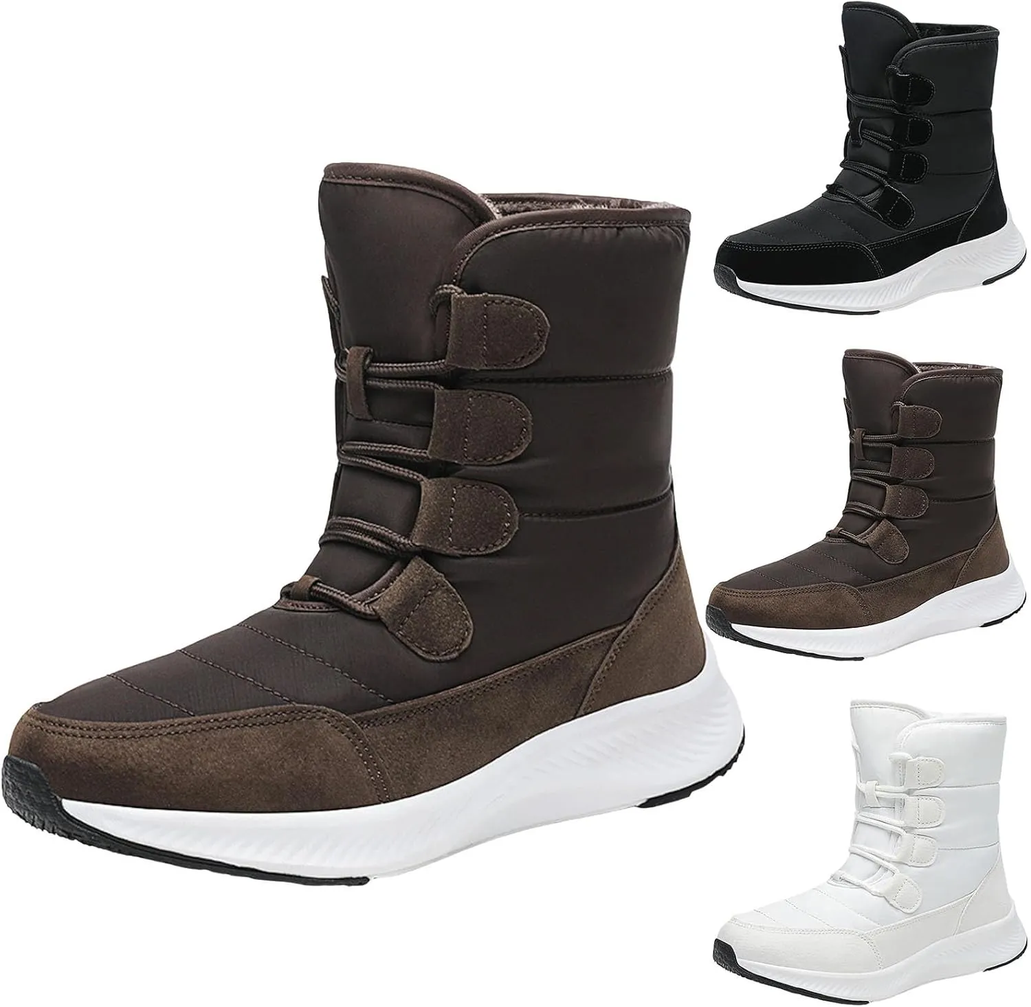 Women's Thick Bottom Snow Boots Winter Plus Velvet Warm Snow Boots Solid Non Slip Insulated Winter Snow Boots