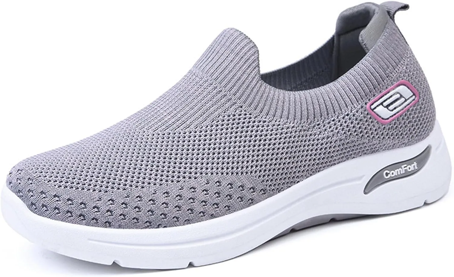 Womens Walking Sneakers Ladies Elastic Low Top Flats Lightweight Breathe Mesh Fashion Sneakers Woven Orthopedic Breathable Soft Shoes Comfortable Casual Sneaker Go Walking Slip on Shoes