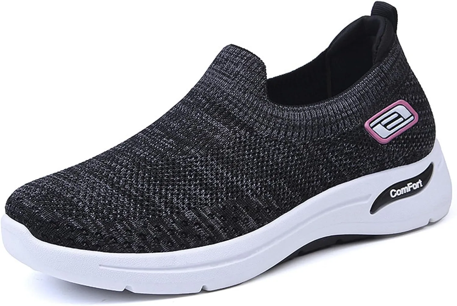 Womens Walking Sneakers Ladies Elastic Low Top Flats Lightweight Breathe Mesh Fashion Sneakers Woven Orthopedic Breathable Soft Shoes Comfortable Casual Sneaker Go Walking Slip on Shoes
