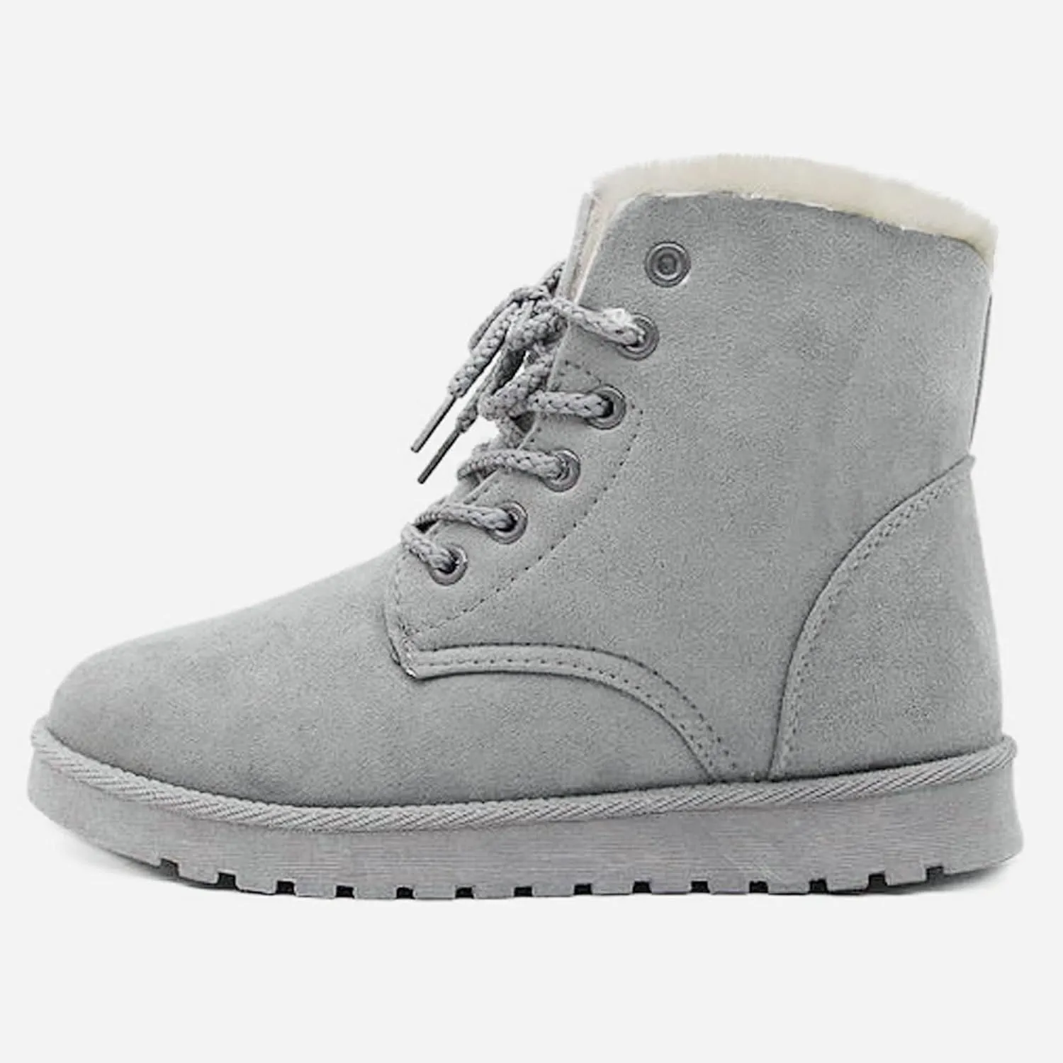 Womens Warm Plush Lined Winter Snow Boots for Women Lace Up Side Zipper Mid-Calf Fashion Booties