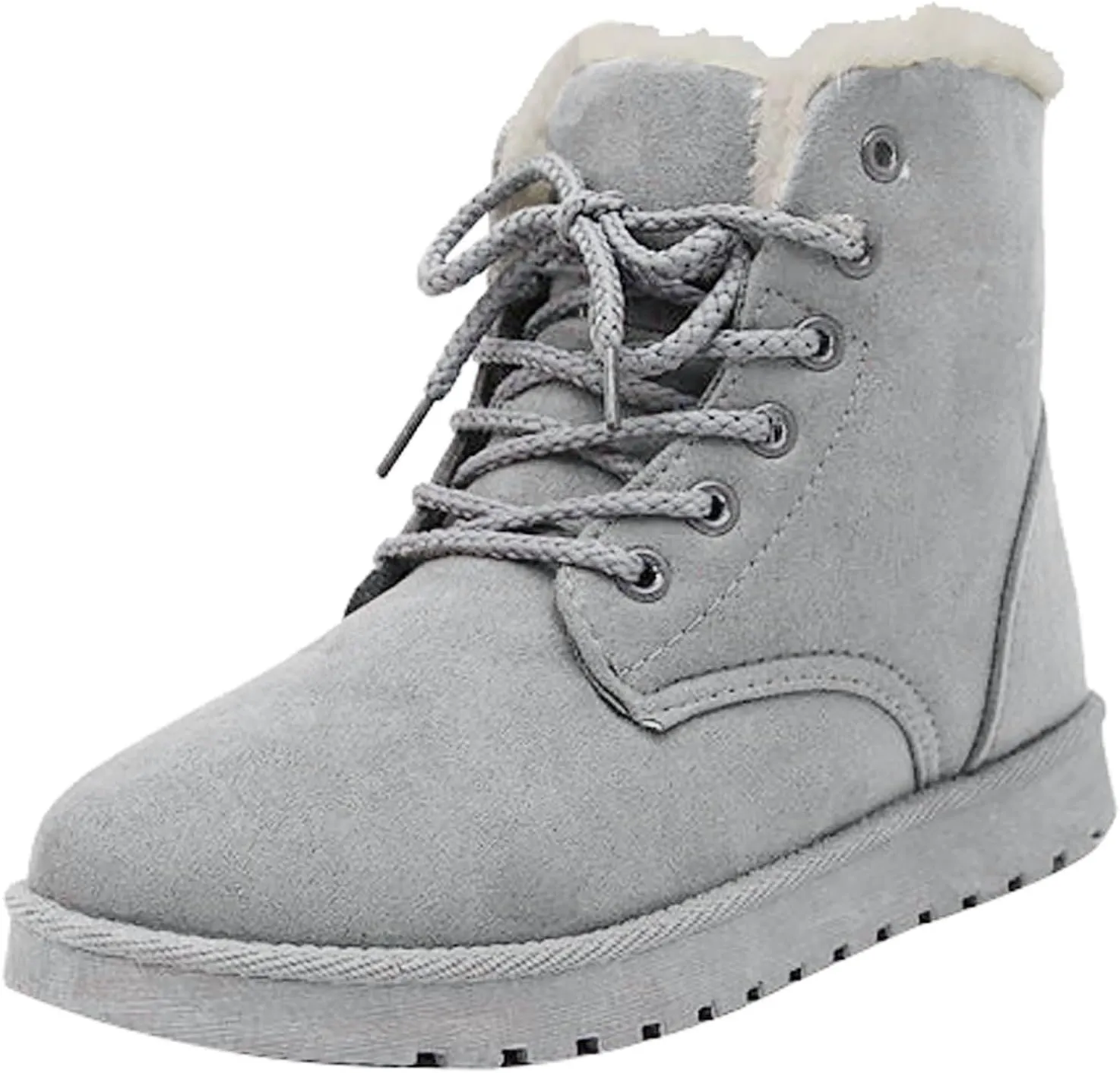Womens Warm Plush Lined Winter Snow Boots for Women Lace Up Side Zipper Mid-Calf Fashion Booties
