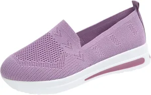 Womens Wedge Walking Shoes Flatform Loafers for Women 2025 Casual Summer Slip-On Comfortable Closed Toe Woven Breathable Work Walking Shoes