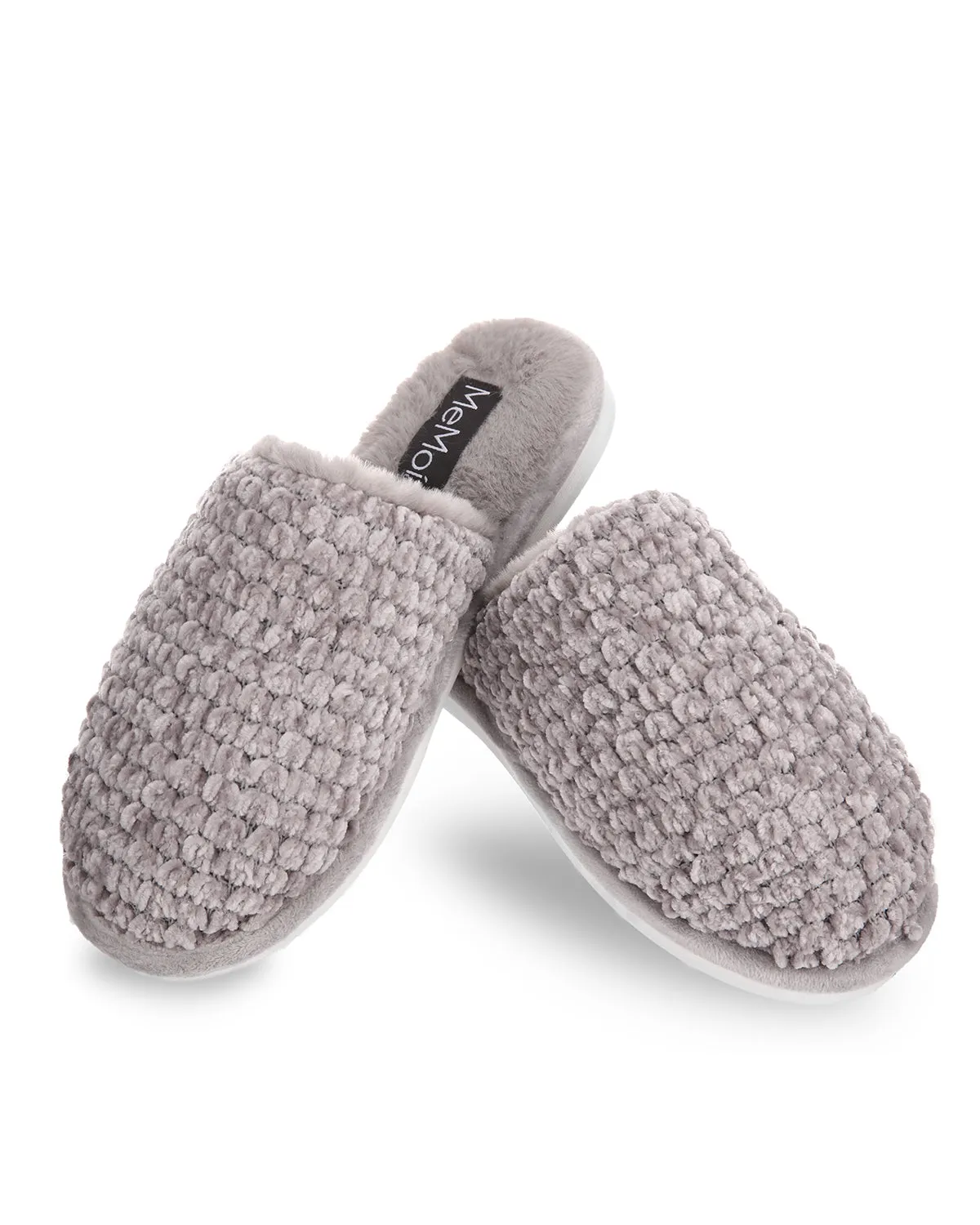 Women's Woven Chenille Textured Hard Bottom Plush Slippers