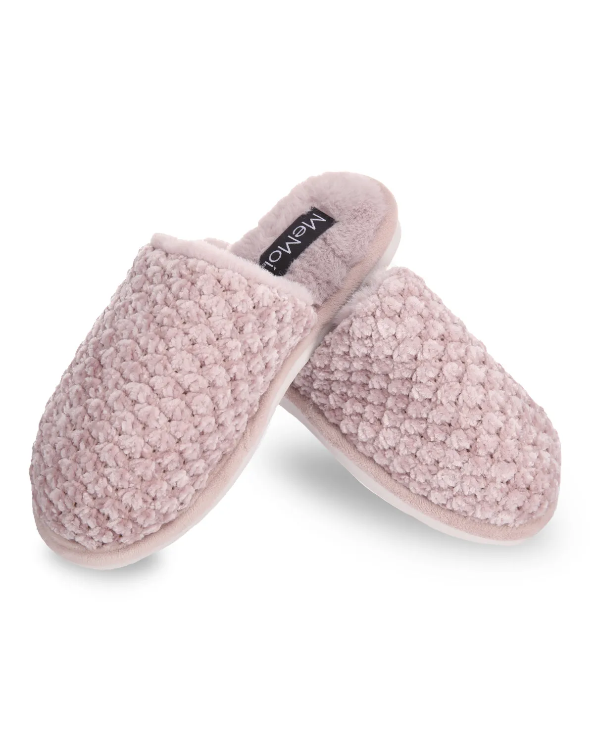 Women's Woven Chenille Textured Hard Bottom Plush Slippers