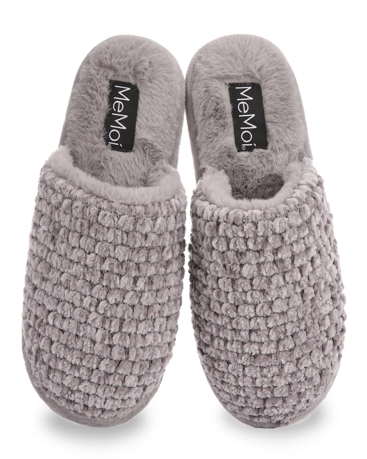 Women's Woven Chenille Textured Hard Bottom Plush Slippers