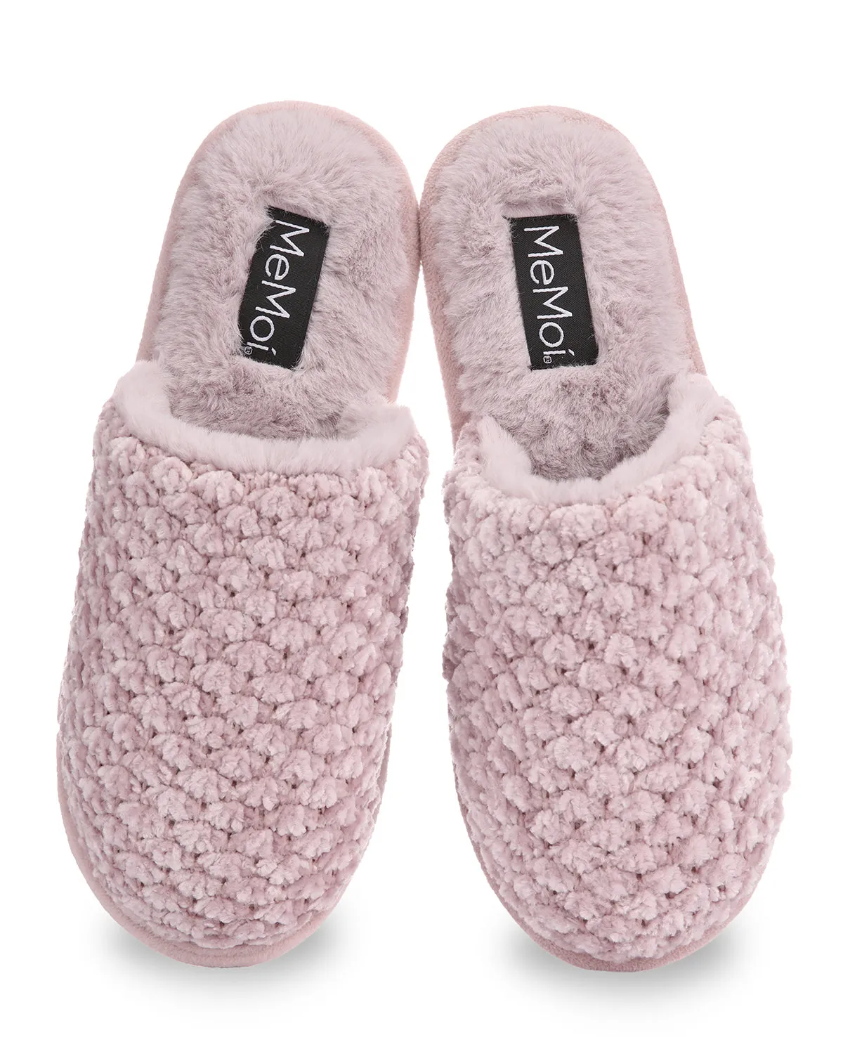 Women's Woven Chenille Textured Hard Bottom Plush Slippers