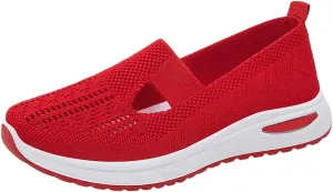 Women's Woven Orthopedic Breathable Soft Shoes Non Slip Work Shoes Women Flat Feet Women Shoes Casual Fashion Sneakers White Tennis Shoe White Loafers