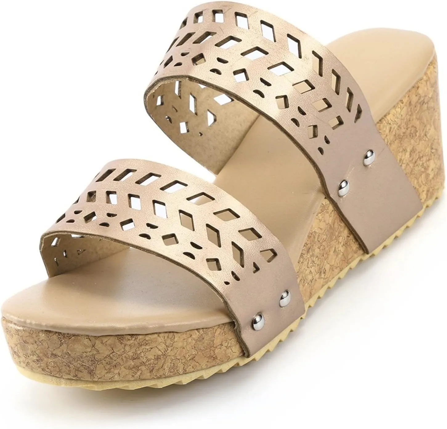 Womenyiaor Wedge Sandals Women Fashion Slip on Wedge Sandals Platform Espadrille Wedge Sandals Slippers Platform Slides Open Toe Sandals Casual Shoes Comfortable Slippers (a-Gold, 7)