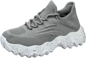 Woven Sneakers for Women Lace-up Breathable Thick Sole Walking Running Shoes Comfortable Tennis Shoes Non Slip Casual Womens Sneakers with Arch Support