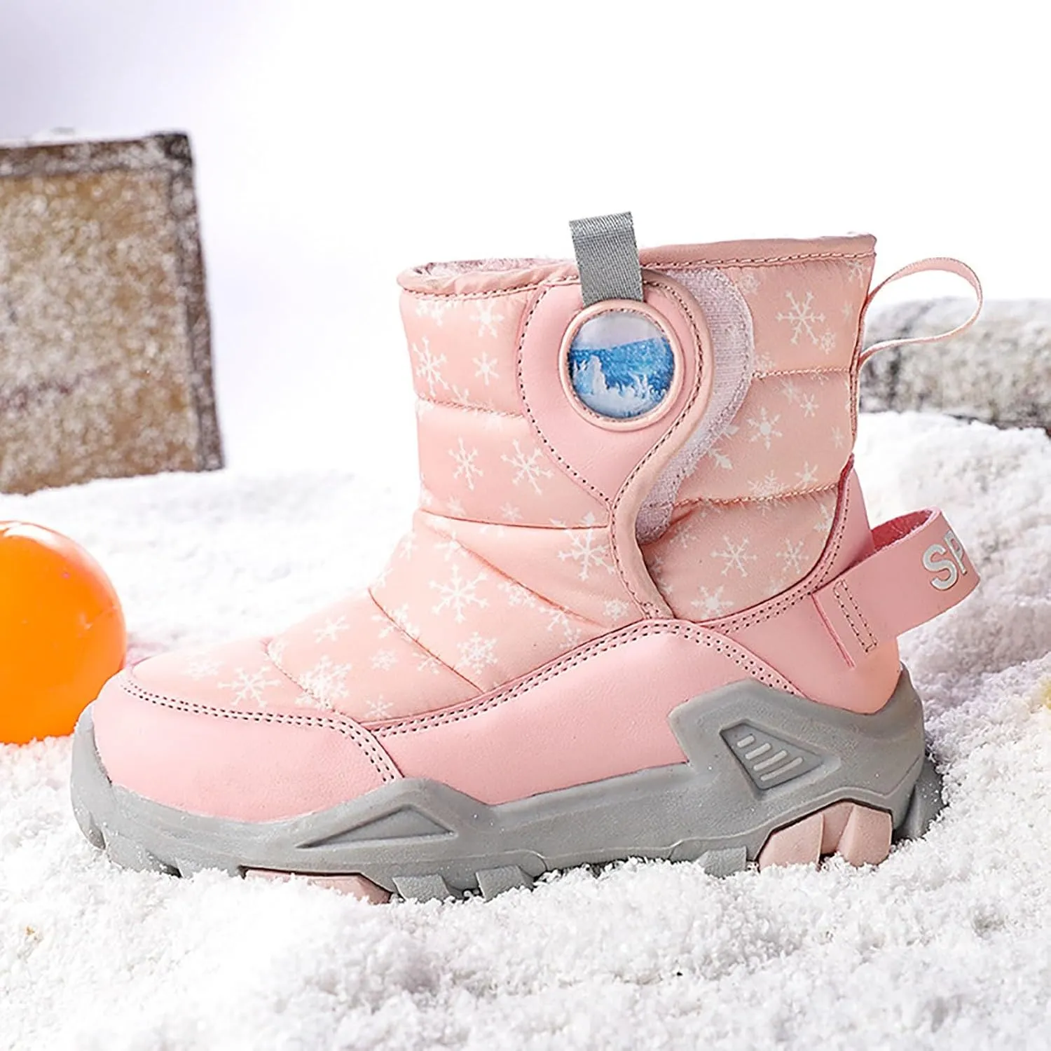 Wterproof Kids Snow Boots Girls Boys Toddlers Fleece Lined Snow Boots For Boys Insulated Non Slip Mid Calf Boots