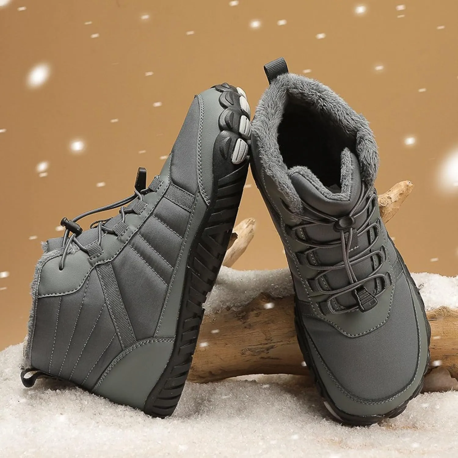 Yanzhenglip Winter Wide Toe Barefoot Hiking Shoes Boots, Non-Slip Waterproof Outdoor Running Boots Snow Boots