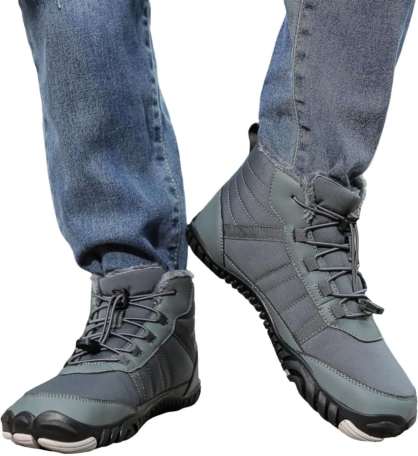 Yanzhenglip Winter Wide Toe Barefoot Hiking Shoes Boots, Non-Slip Waterproof Outdoor Running Boots Snow Boots