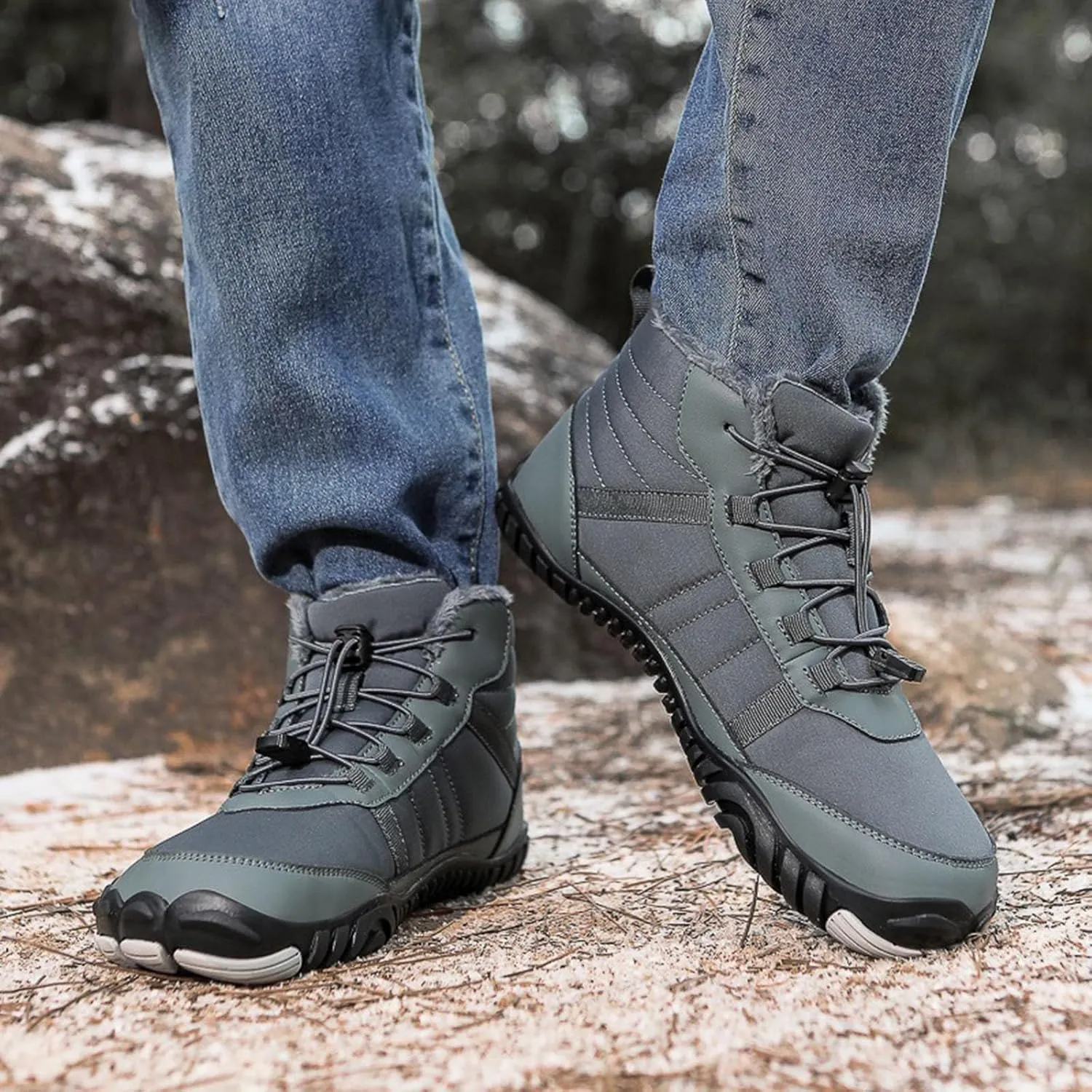 Yanzhenglip Winter Wide Toe Barefoot Hiking Shoes Boots, Non-Slip Waterproof Outdoor Running Boots Snow Boots