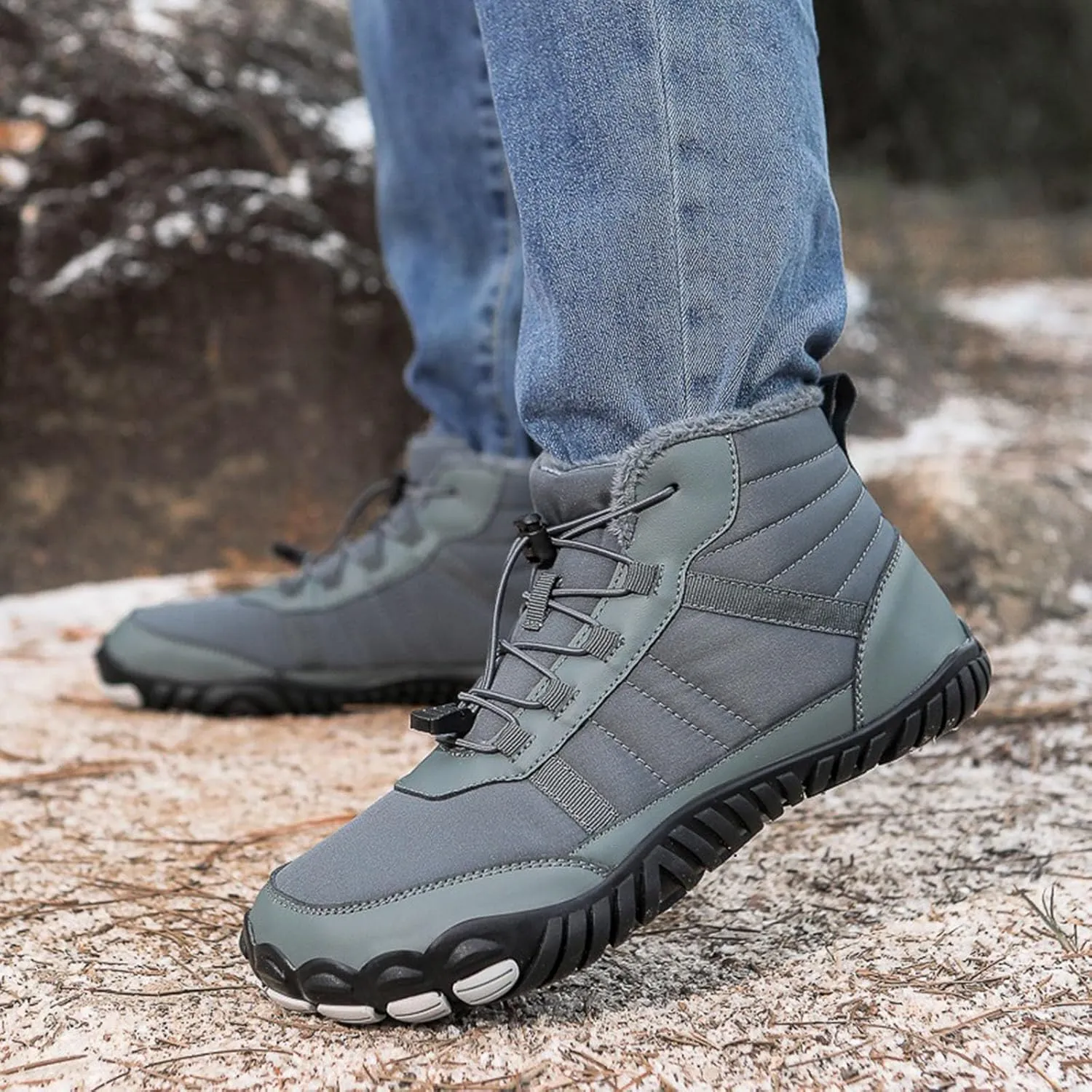 Yanzhenglip Winter Wide Toe Barefoot Hiking Shoes Boots, Non-Slip Waterproof Outdoor Running Boots Snow Boots