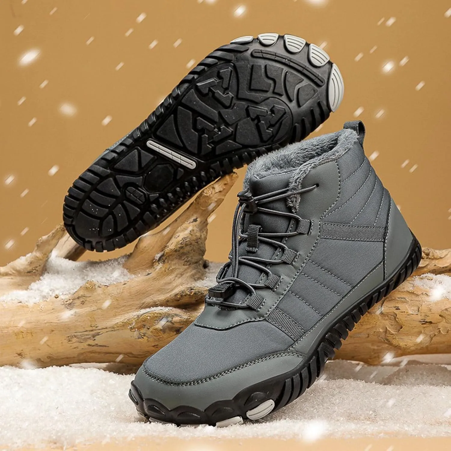 Yanzhenglip Winter Wide Toe Barefoot Hiking Shoes Boots, Non-Slip Waterproof Outdoor Running Boots Snow Boots