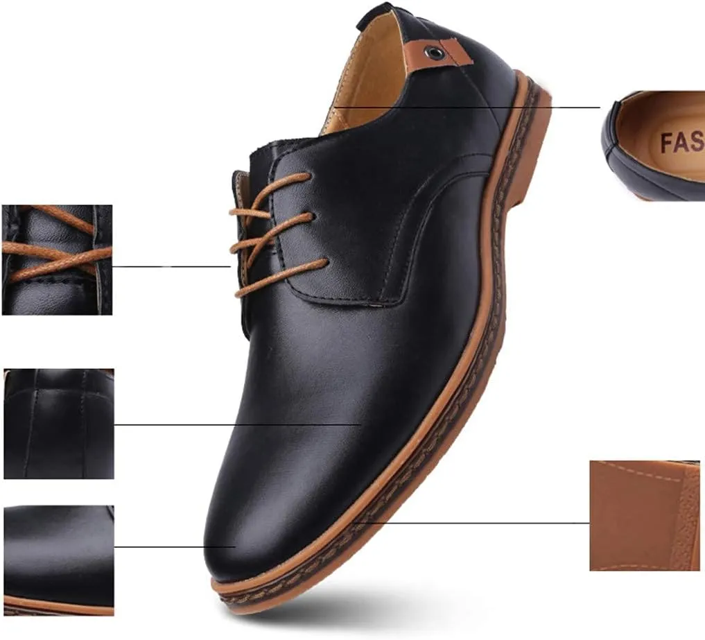 ZHOUYF Mens Dress Shoes Fashion Business Formal Leather Shoes Lace-up Round-Toe Breathable Oxford Shoes Wedding Shoes for Men