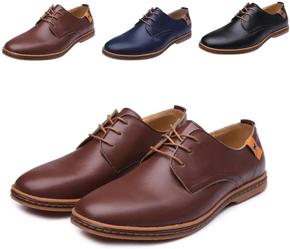 ZHOUYF Mens Dress Shoes Fashion Business Formal Leather Shoes Lace-up Round-Toe Breathable Oxford Shoes Wedding Shoes for Men